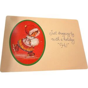 Vintage Christmas Post Card Mary Hamilton Girl Hands in Muff Ice Skating (15 ct)